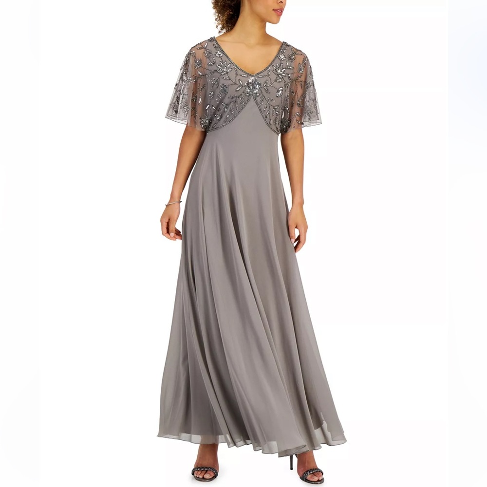 J Kara Beaded - Overlay Gown & Reviews Women’s Dress Size:6